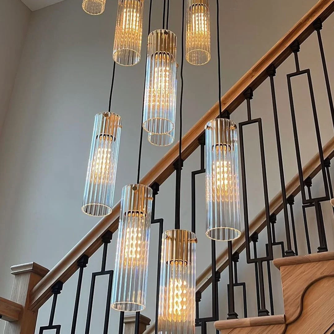 modern lighting, stairwell lights, bespoke hotel lighting, architectural lighting design, commercial lighting design